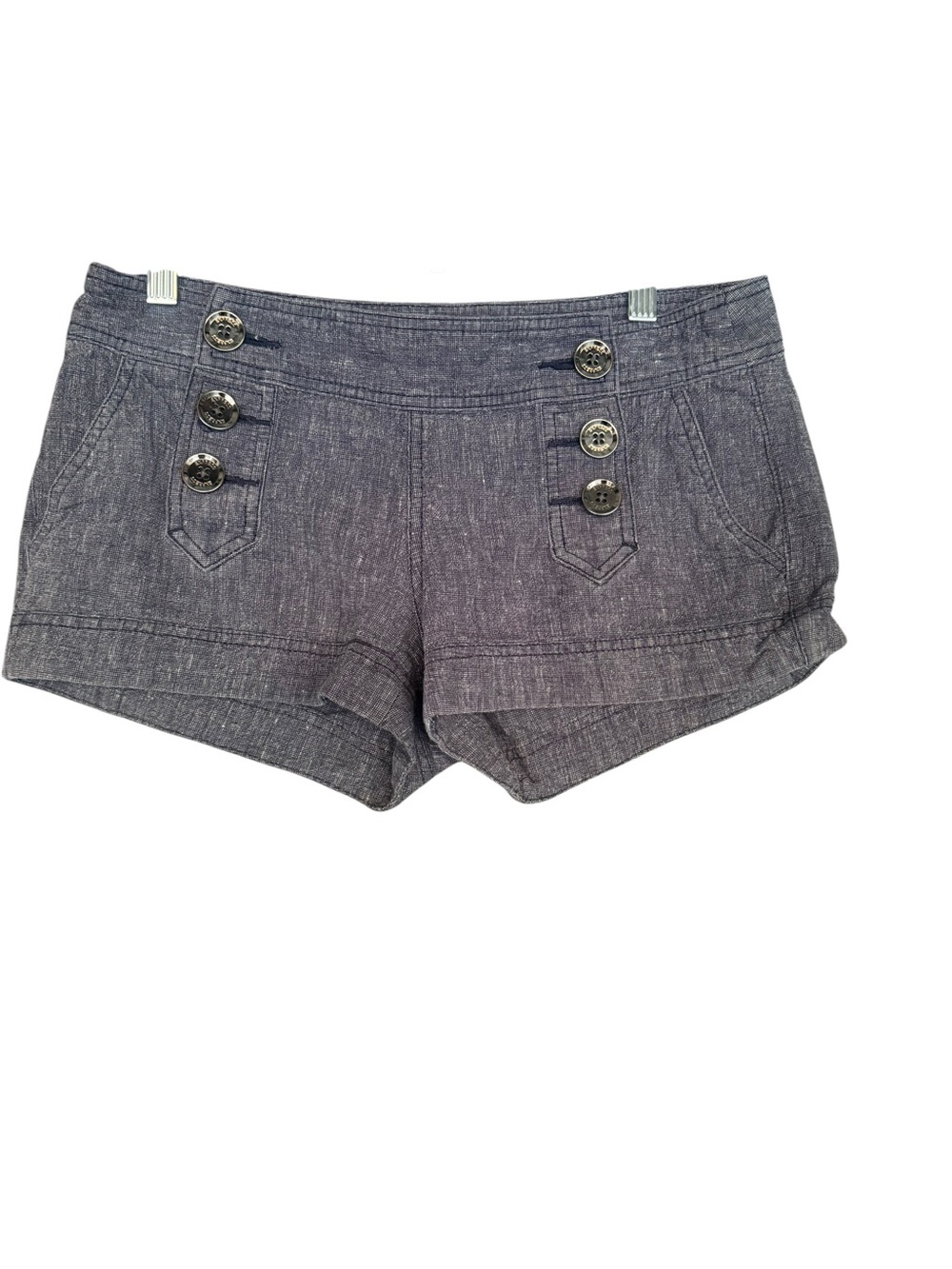 Express Women’s Blue Button-Front Cotton Blend Shorts